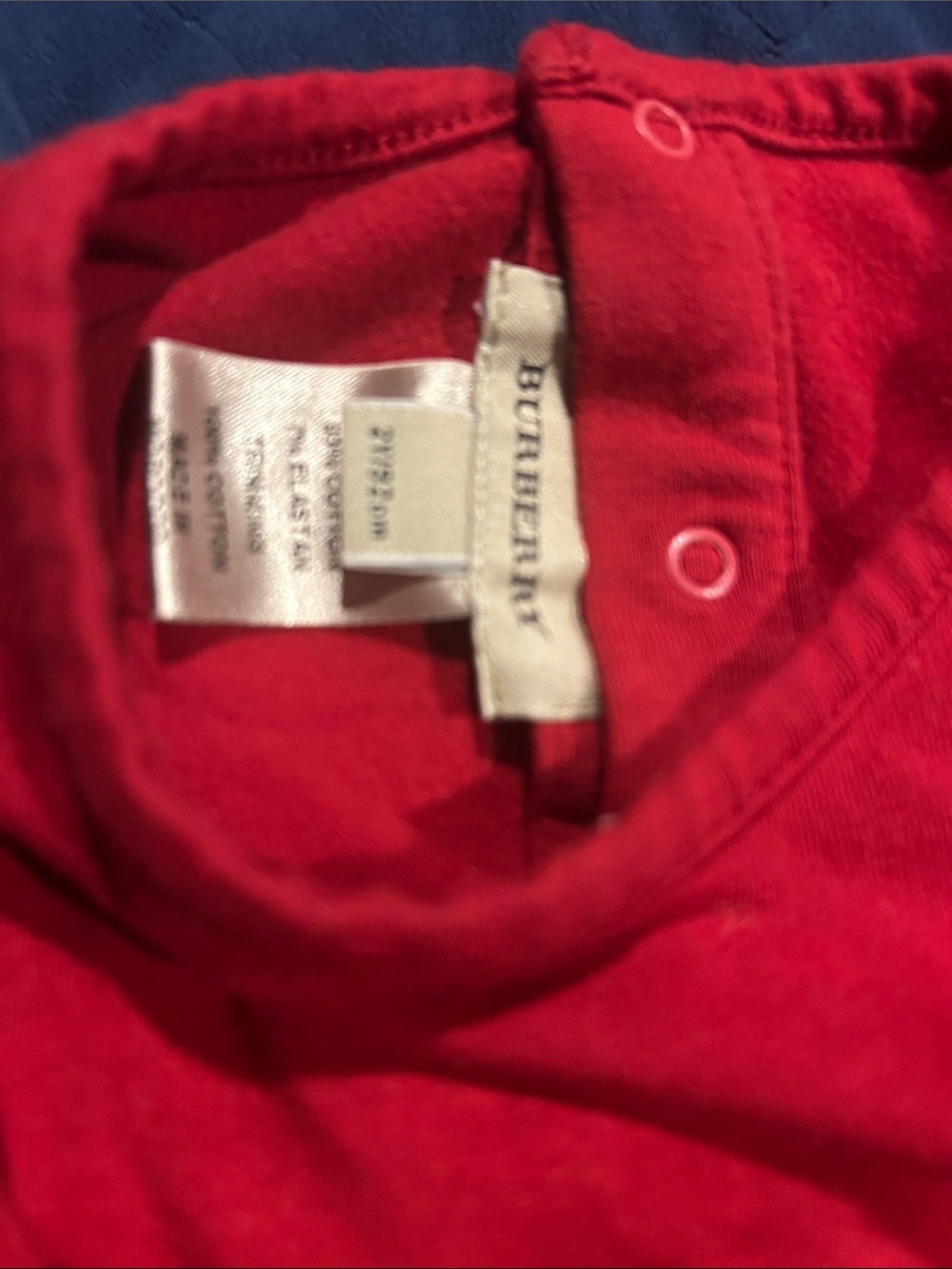 Burberry Red Long Sleeve Top with Plaid Elbow Patch - Picture 4 of 5